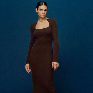 Reformation Nancy Cashmere Novelty Midi Dress (Americano)